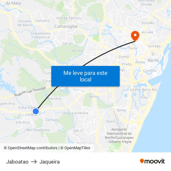 Jaboatao to Jaqueira map