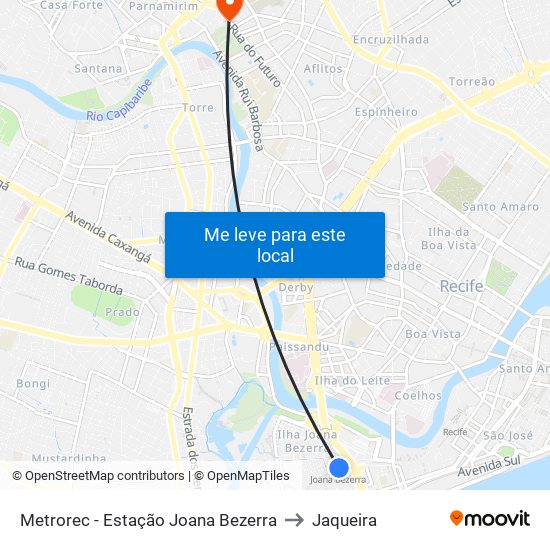 Metrorec - Estação Joana Bezerra to Jaqueira map