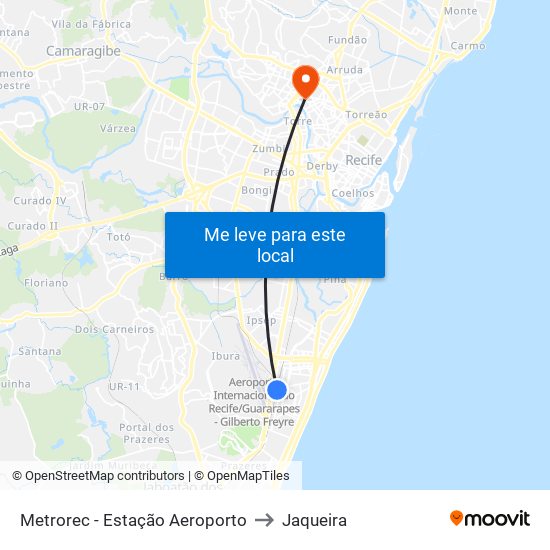 Metrorec - Estação Aeroporto to Jaqueira map