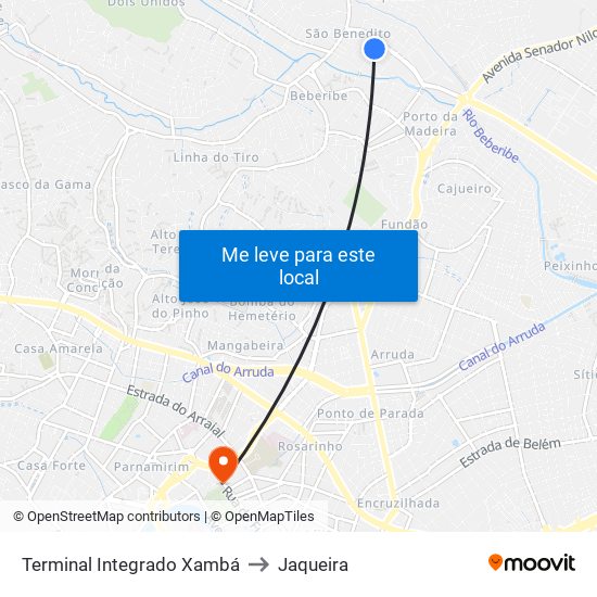 Terminal Integrado Xambá to Jaqueira map