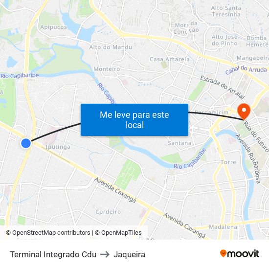 Terminal Integrado Cdu to Jaqueira map