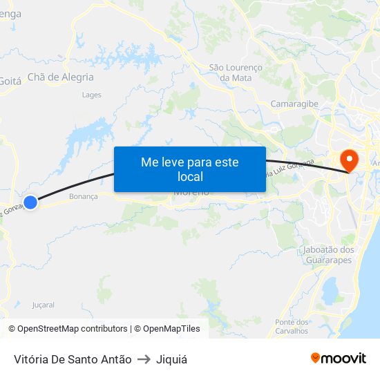 Vitória De Santo Antão to Jiquiá map
