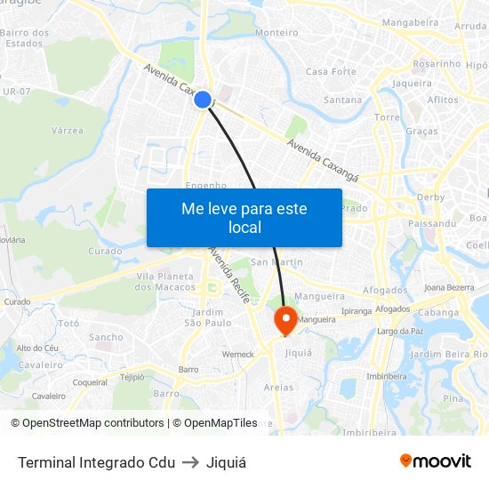 Terminal Integrado Cdu to Jiquiá map