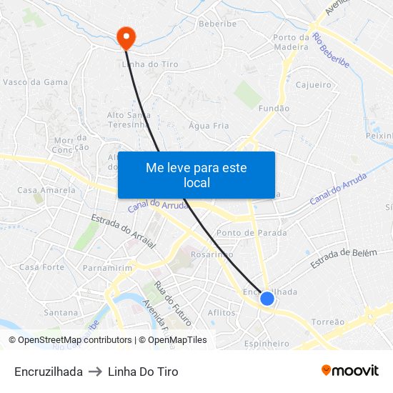 Encruzilhada to Linha Do Tiro map