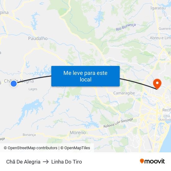 Chã De Alegria to Linha Do Tiro map