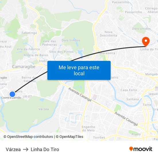 Várzea to Linha Do Tiro map