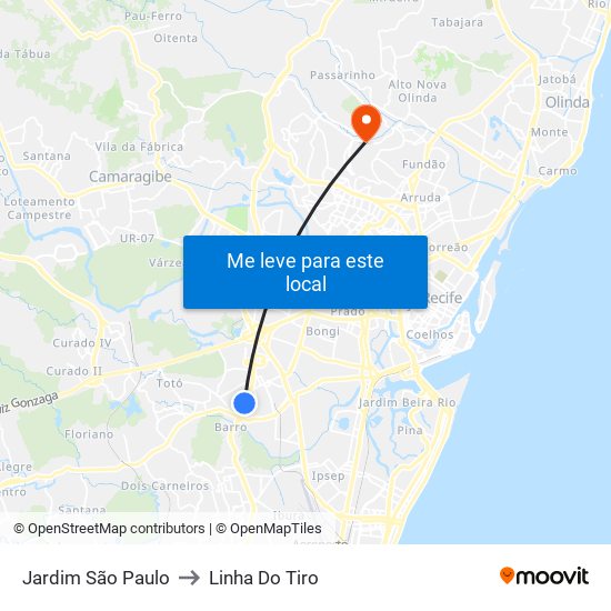 Jardim São Paulo to Linha Do Tiro map