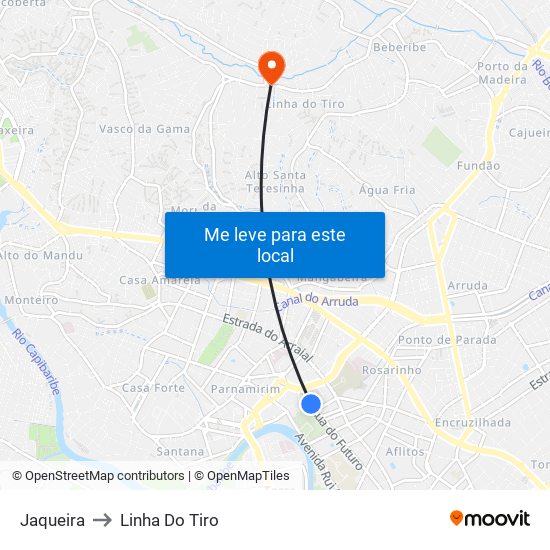 Jaqueira to Linha Do Tiro map