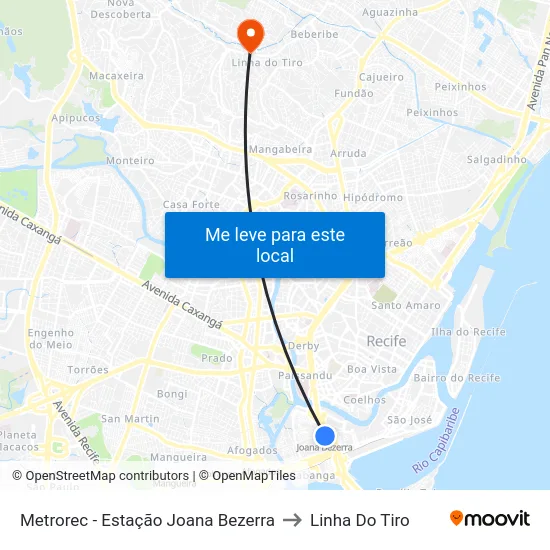 Metrorec - Estação Joana Bezerra to Linha Do Tiro map