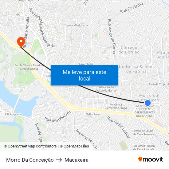 Morro Da Conceição to Macaxeira map
