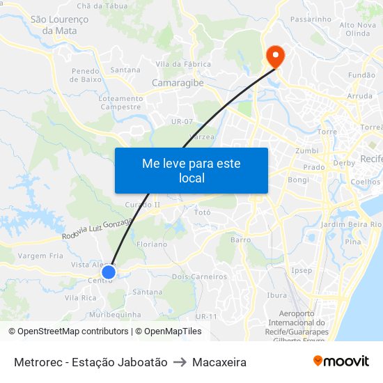 Metrorec - Estação Jaboatão to Macaxeira map