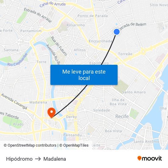 Hipódromo to Madalena map