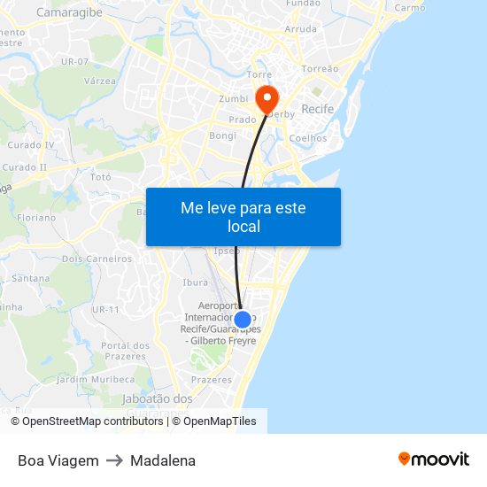 Boa Viagem to Madalena map