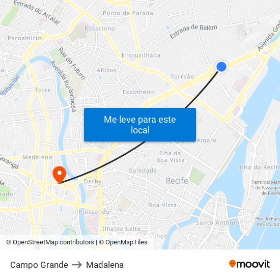 Campo Grande to Madalena map