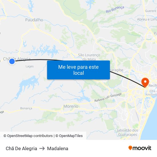 Chã De Alegria to Madalena map