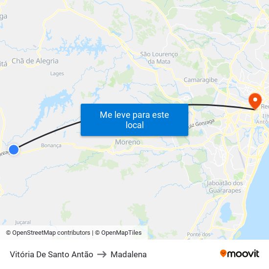 Vitória De Santo Antão to Madalena map