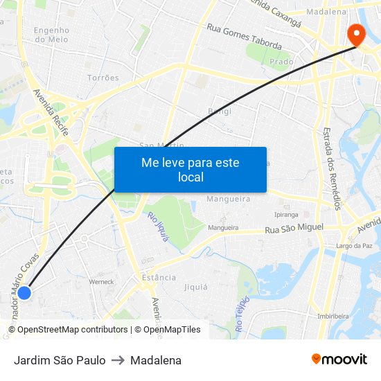 Jardim São Paulo to Madalena map