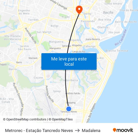 Metrorec - Estação Tancredo Neves to Madalena map