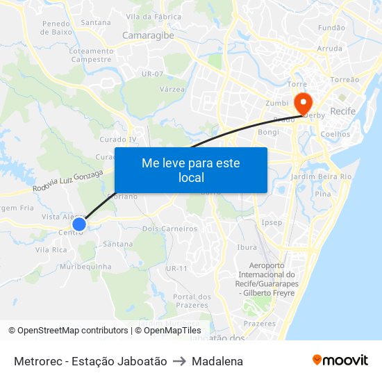 Metrorec - Estação Jaboatão to Madalena map