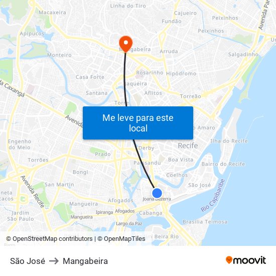 São José to Mangabeira map