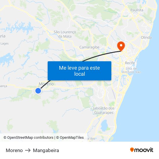 Moreno to Mangabeira map