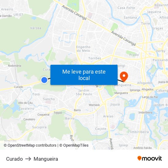 Curado to Mangueira map