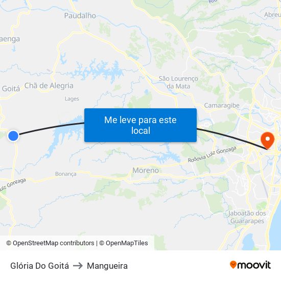 Glória Do Goitá to Mangueira map