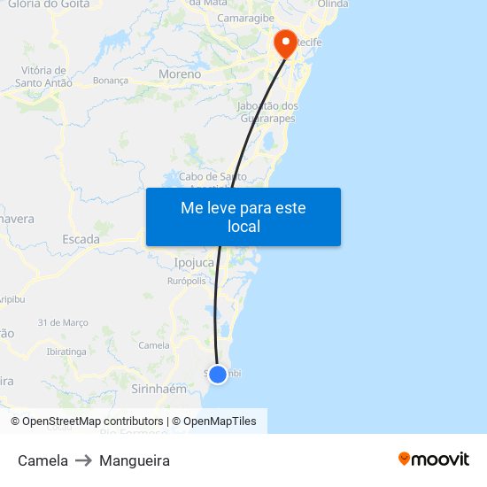 Camela to Mangueira map