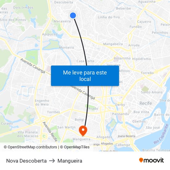 Nova Descoberta to Mangueira map
