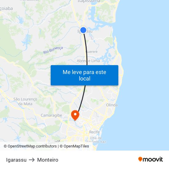 Igarassu to Monteiro map
