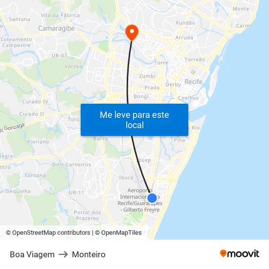 Boa Viagem to Monteiro map