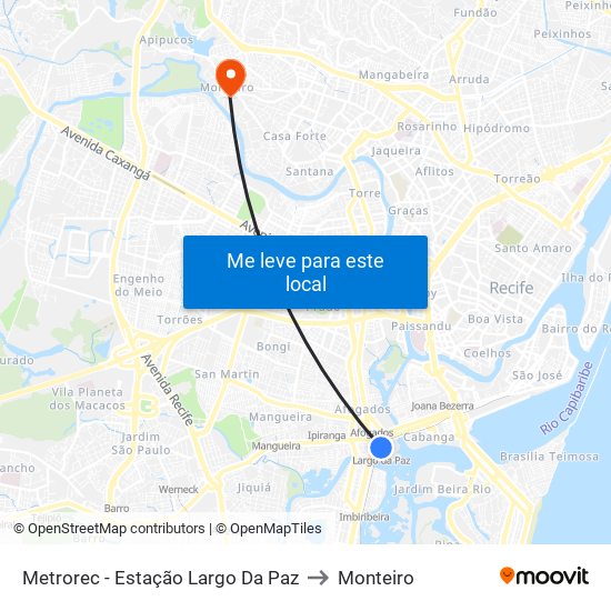 Metrorec - Estação Largo Da Paz to Monteiro map