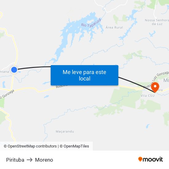 Pirituba to Moreno map