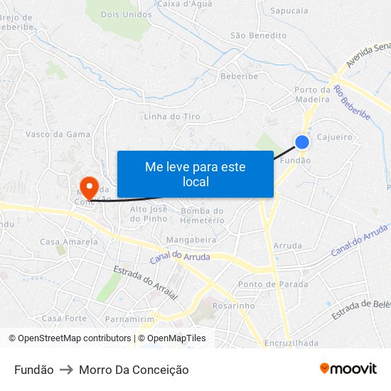 Fundão to Morro Da Conceição map