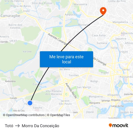 Totó to Morro Da Conceição map