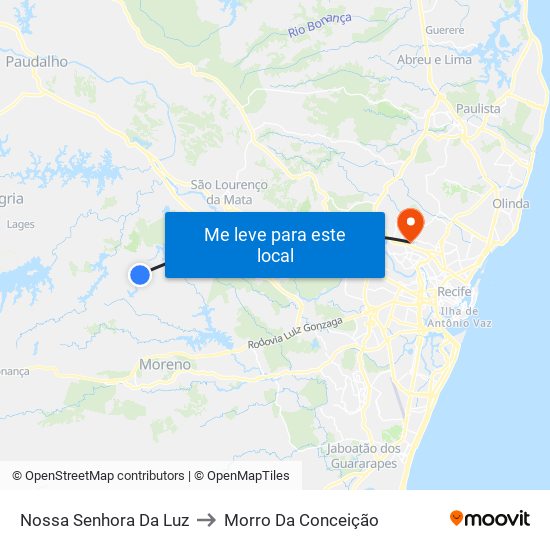 Nossa Senhora Da Luz to Morro Da Conceição map