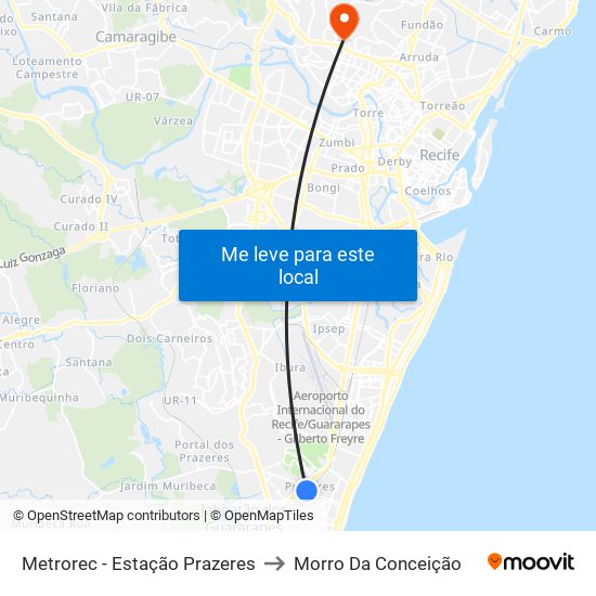 Metrorec - Estação Prazeres to Morro Da Conceição map