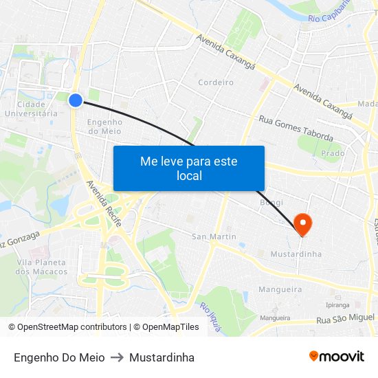 Engenho Do Meio to Mustardinha map