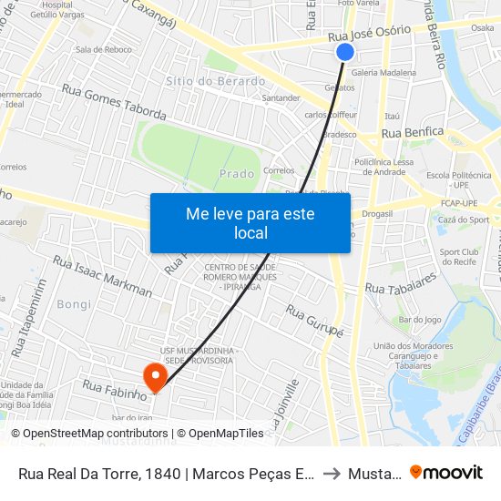 Rua Real Da Torre, 1840 | Marcos Peças E Acessórios (Pista Central) to Mustardinha map