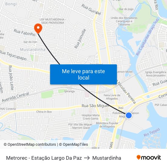 Metrorec - Estação Largo Da Paz to Mustardinha map