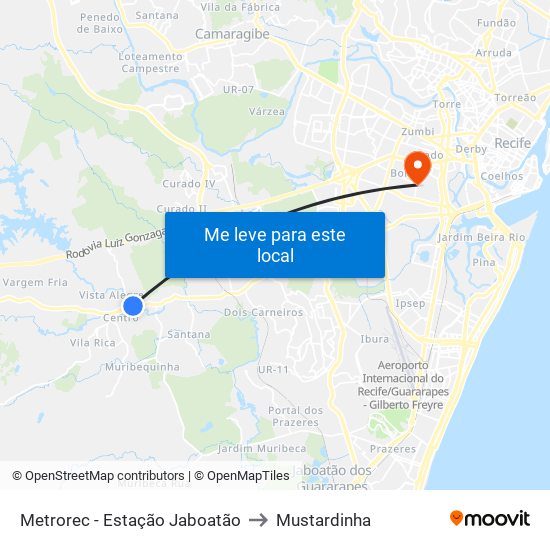 Metrorec - Estação Jaboatão to Mustardinha map