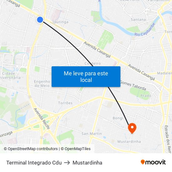 Terminal Integrado Cdu to Mustardinha map