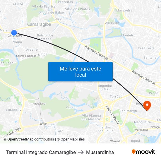 Terminal Integrado Camaragibe to Mustardinha map