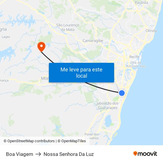 Boa Viagem to Nossa Senhora Da Luz map