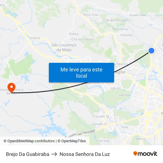 Brejo Da Guabiraba to Nossa Senhora Da Luz map