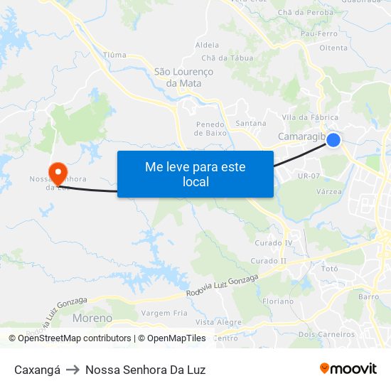 Caxangá to Nossa Senhora Da Luz map