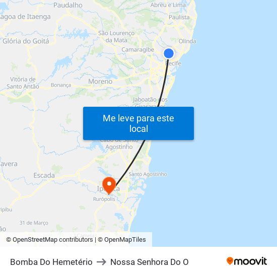 Bomba Do Hemetério to Nossa Senhora Do O map