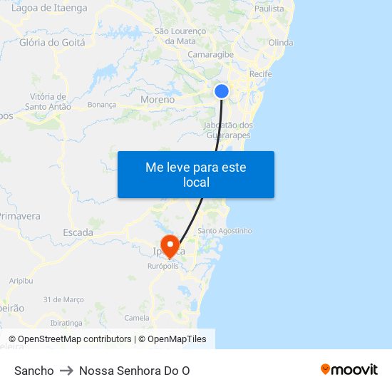 Sancho to Nossa Senhora Do O map