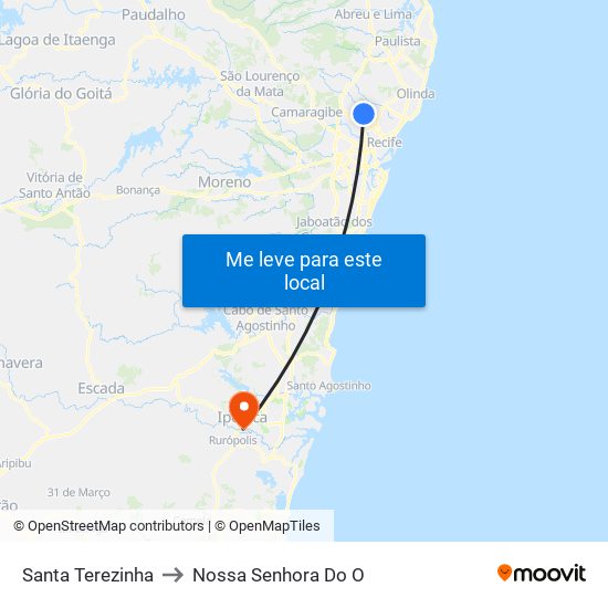 Santa Terezinha to Nossa Senhora Do O map