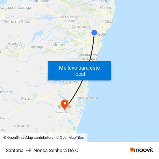 Santana to Nossa Senhora Do O map